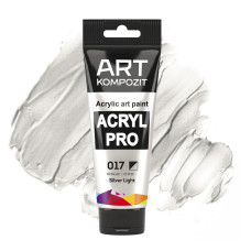 Серебро светлое акриловая краска, 75 мл., 017 Acryl PRO ART Kompozit