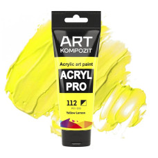 Жовта лимонна акрилова фарба, 75 мл., 112 Acryl PRO Kompozit