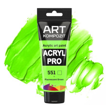 Зелена флуоресцентна акрилова фарба, 75 мл., 551 Acryl PRO Kompozit