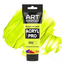 Салатовая флуоресцентная акриловая краска, 75 мл., 552 Acryl PRO ART Kompozit