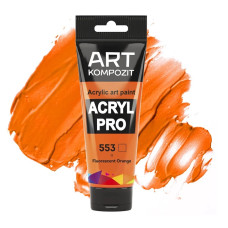 Оранжевая флуоресцентная акриловая краска, 75 мл., 553 Acryl PRO ART Kompozit
