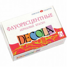 Набір акрилових флуоресцентних фарб, 6 кольорів по 20 мл., Decola 4341100
