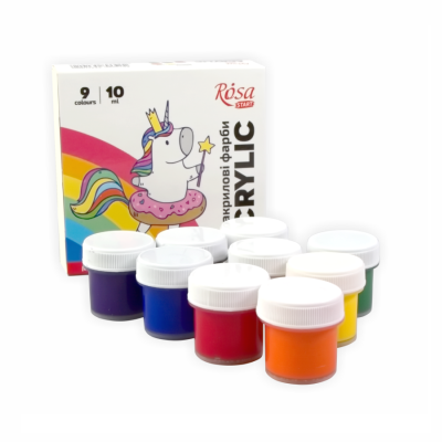 Акриловые краски, набор 9x10 мл., ROSA Unicorn