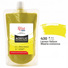 Жовта лимонна акрилова фарба, 200 мл., ROSA Studio