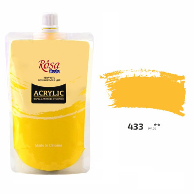 Краска акриловая Желтая 200 мл., Rosa 323200433