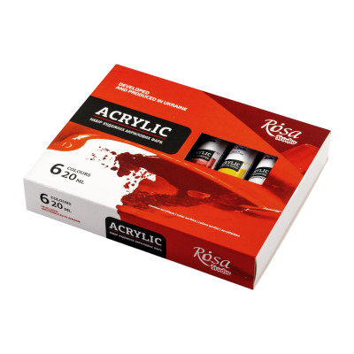 Художні Акрилові фарби, 6 по 20 мл., ROSA 9074768