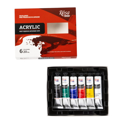 Художні Акрилові фарби, 6 по 20 мл., ROSA 9074768