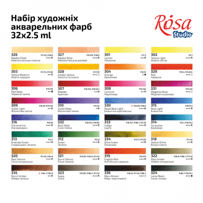 Акварельні фарби Rosa Studio, 32 кольори 3405005