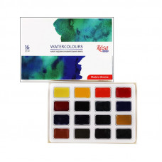 Набір акварельних фарб 16 кольорів в кюветах, ROSA Studio 340204
