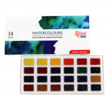 Набір акварельних фарб, 24 кольори в кюветах ROSA Studio 340324