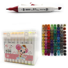 Набор двухсторонних скетч маркеров, 80 цветов, спиртовые, пластиковая упаковка, Zishu Art-Marker