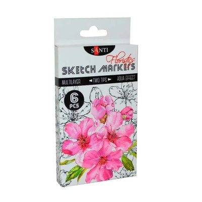 Набор маркеров, 6 цветов, Floristics SANTI sketch