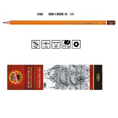 Олівець графітний, 5В, м'який, 1500 Koh-i-Noor