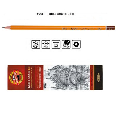 Олівець графітний, 7В, м'який, 1500 Koh-i-Noor