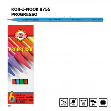 Набір кольорових олівців, 6 шт., бездеревний лаковий корпус, Progresso Koh-I-Noor 8755