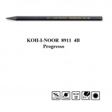 Олівець графітний, 4B, м'який, бездеревний лаковий корпус, Progresso Koh-i-Noor 8911