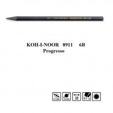 Олівець графітний, 6B, м'який, бездеревний лаковий корпус, Progresso Koh-i-Noor 8911
