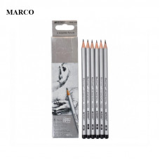 Набір графітових олівців, 6 шт. різної твердості/м'якості, Marco Raffine 7000-6CB