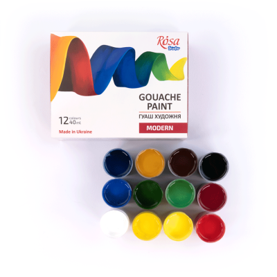 Набір гуашевих фарб, 12 кольорів по 40 мл. 221548