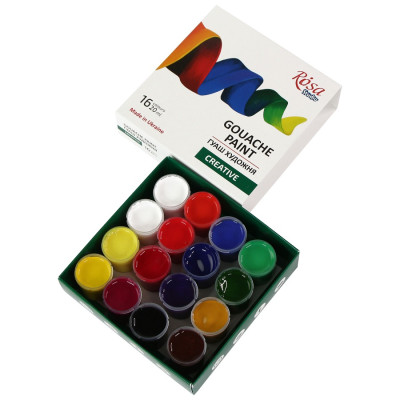 Гуашеві фарби ROSA, 16 кольорів по 20 мл., 221551
