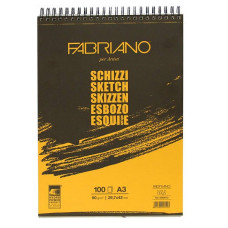 Альбом для ескізів, A3 (29,7x42см), 100 л., 90 г/м2, на спіралі, Schizzi Sketch Fabriano
