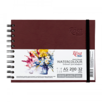 Блокнот для акварелі A5, 14.8х21 см., 200г/м2, 32 л. на спіралі, Бордо, Watercolor by Smiltanis ROSA Studio
