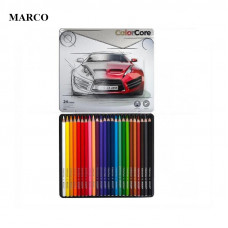 Набор цветных карандашей, 24 цвета в металлическом пенале, Marco ColorCore 3100-24TN