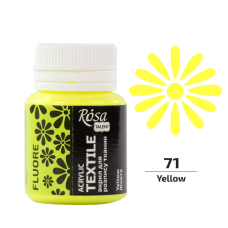 Желтая флуоресцентная акриловая краска для тканей, 20 мл., ROSA Talent