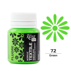 Зелена флуоресцентна акрилова фарба для тканин, 20 мл., ROSA Talent