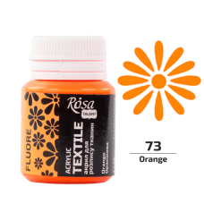 Оранжева флуоресцентна акрилова фарба для тканин, 20 мл., ROSA Talent