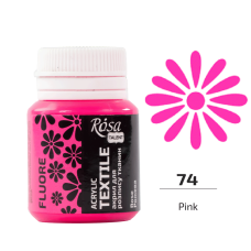 Рожева флуоресцентна акрилова фарба для тканин, 20 мл., ROSA Talent