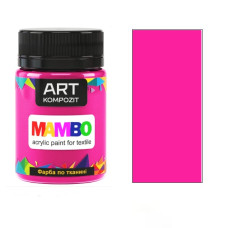 Рожева флуоресцентна акрилова фарба для тканин, 50 мл., 84 Mambo ART Kompozit