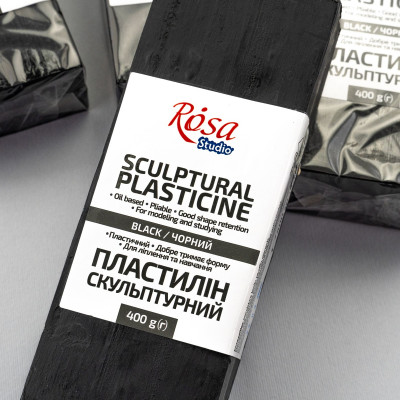 Чорний пластилін скульптурний 400г. ROSA 501302
